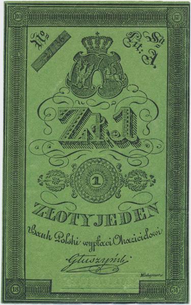 Banknot 1 złoty 1830 powstanie listopadowe. Autor: Gabinet Numizmatyczny Damian Marciniak. Źródło: gndm.pl