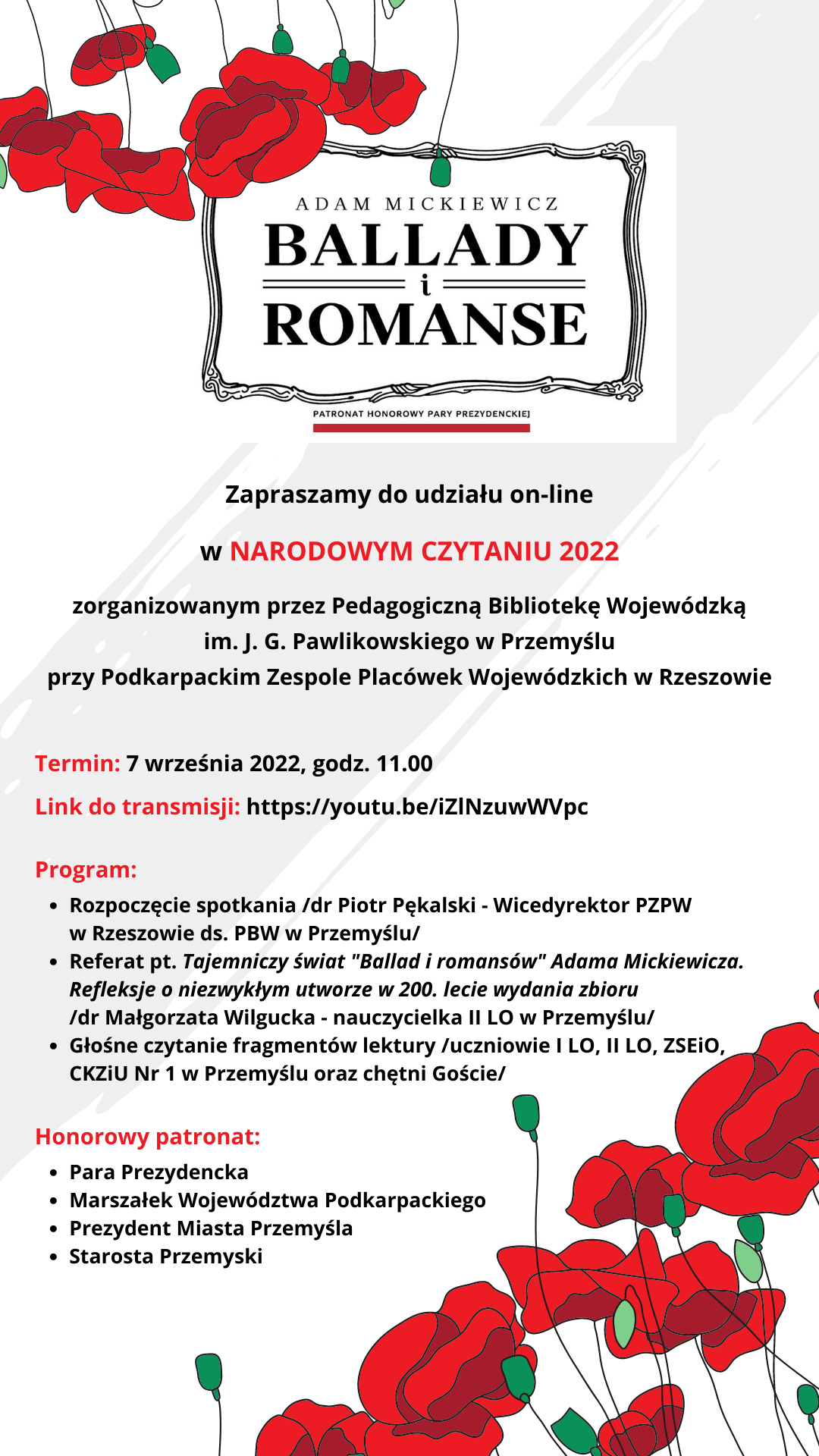 Plakat zawierający najważniejsze informacje